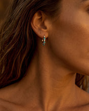 Load image into Gallery viewer, Mayra Diamond and Turquoise Huggies

