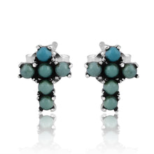 Load image into Gallery viewer, Mini Turquoise Cross Stud Earrings

