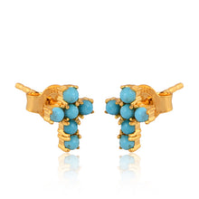Load image into Gallery viewer, Mini Turquoise Cross Stud Earrings
