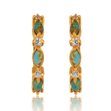 Load image into Gallery viewer, Vera Diamond and Turquoise Gold Huggies
