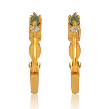 Load image into Gallery viewer, Vera Diamond and Turquoise Gold Huggies
