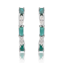 Load image into Gallery viewer, Cora Diamond and Turquoise Huggies
