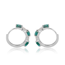 Load image into Gallery viewer, Cora Diamond and Turquoise Huggies
