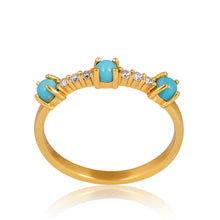 Load image into Gallery viewer, Maureen Diamond and Turquoise Gold Ring
