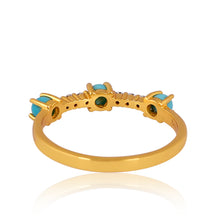 Load image into Gallery viewer, Maureen Diamond and Turquoise Gold Ring
