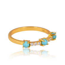 Load image into Gallery viewer, Maureen Diamond and Turquoise Gold Ring
