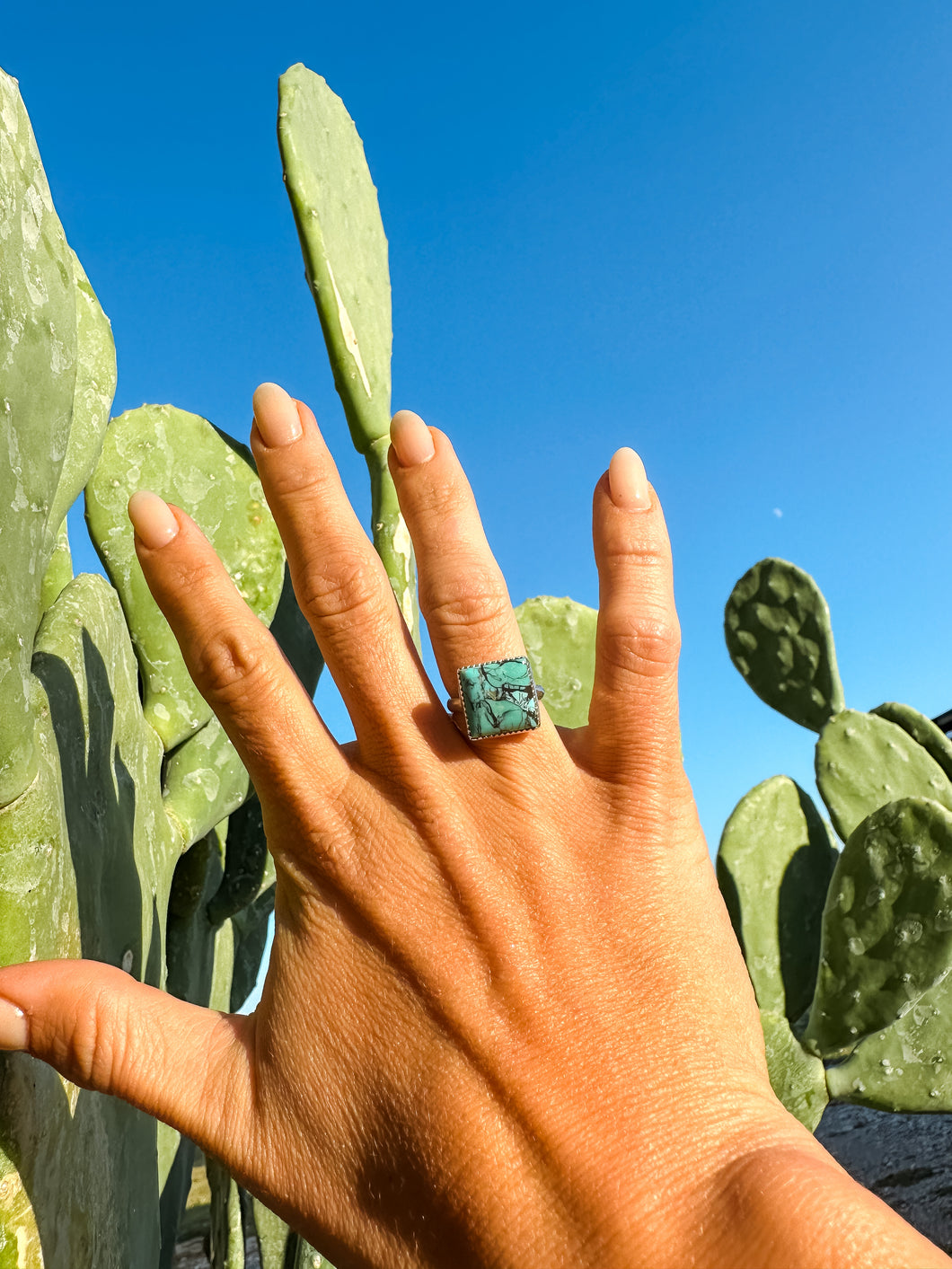 Princess Cut Turquoise Ring - Turnback Pony ™ - Hand